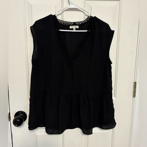Max Studio Black Sleeveless Blouse with Lace Detail